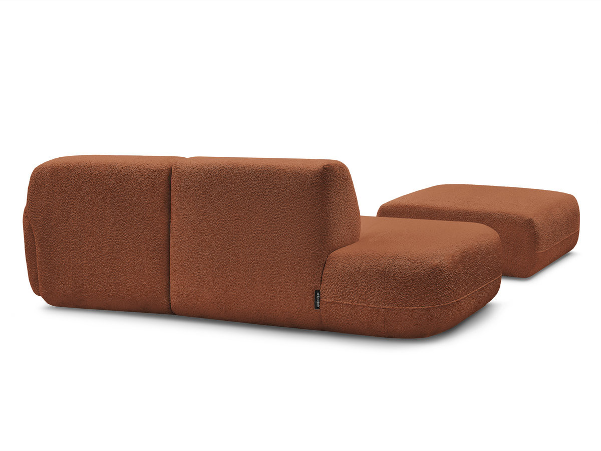 Canapé d'angle fixe modulable ANDA avec 1 méridienne, 1 chauffeuse bout de canapé et 1 pouf