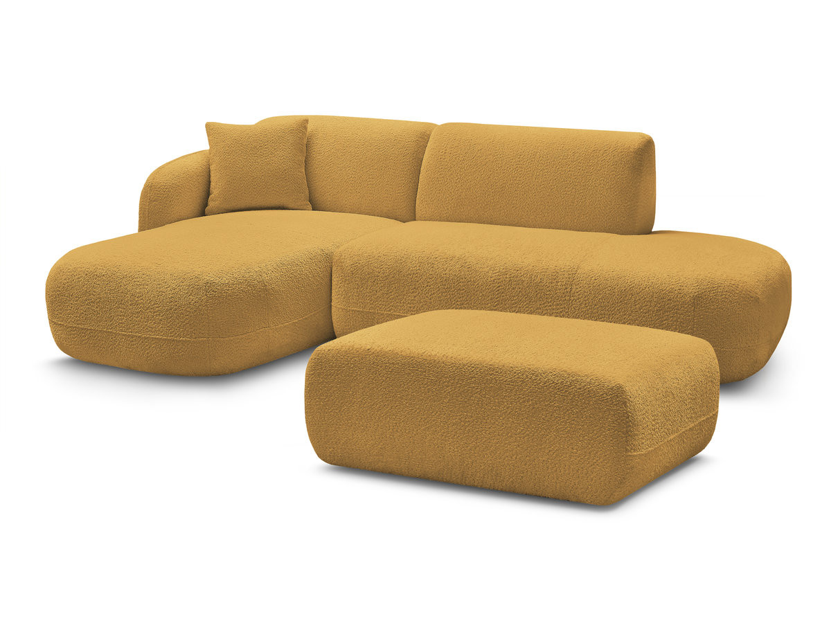 Canapé d'angle fixe modulable ANDA avec 1 méridienne, 1 chauffeuse bout de canapé et 1 pouf