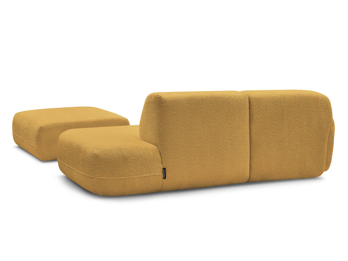 Canapé d'angle fixe modulable ANDA avec 1 méridienne, 1 chauffeuse bout de canapé et 1 pouf