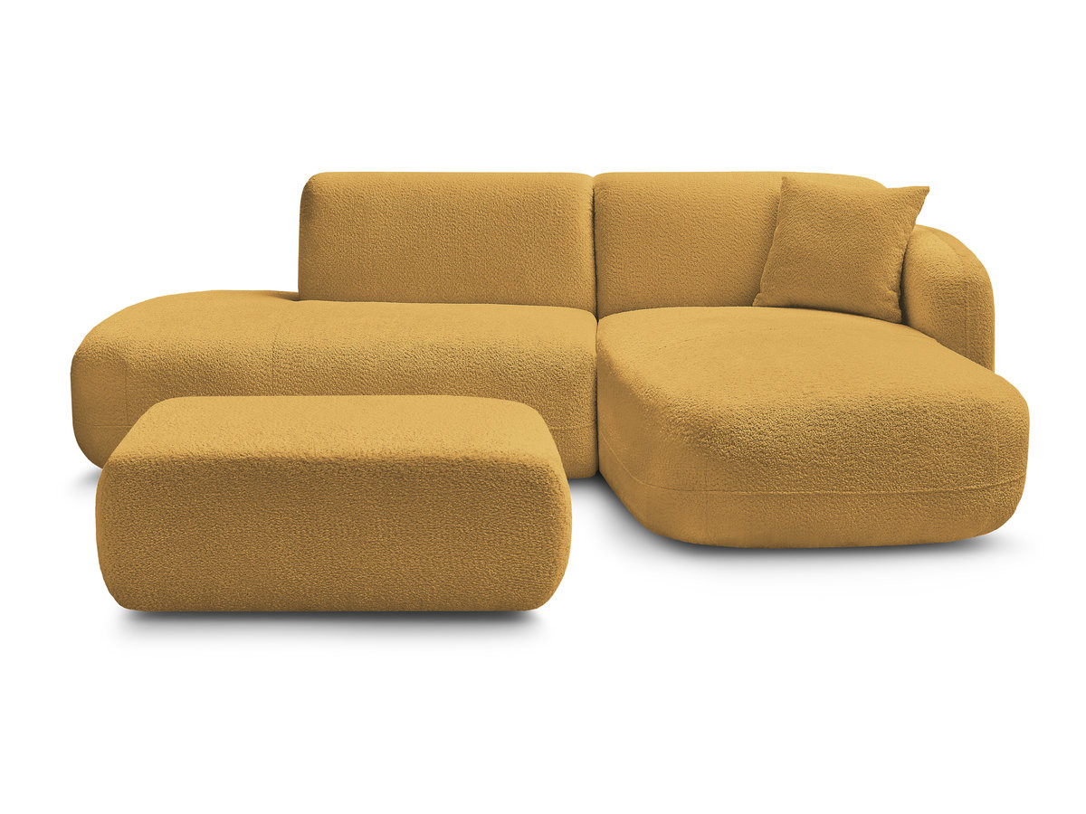 Canapé d'angle fixe modulable ANDA avec 1 méridienne, 1 chauffeuse bout de canapé et 1 pouf