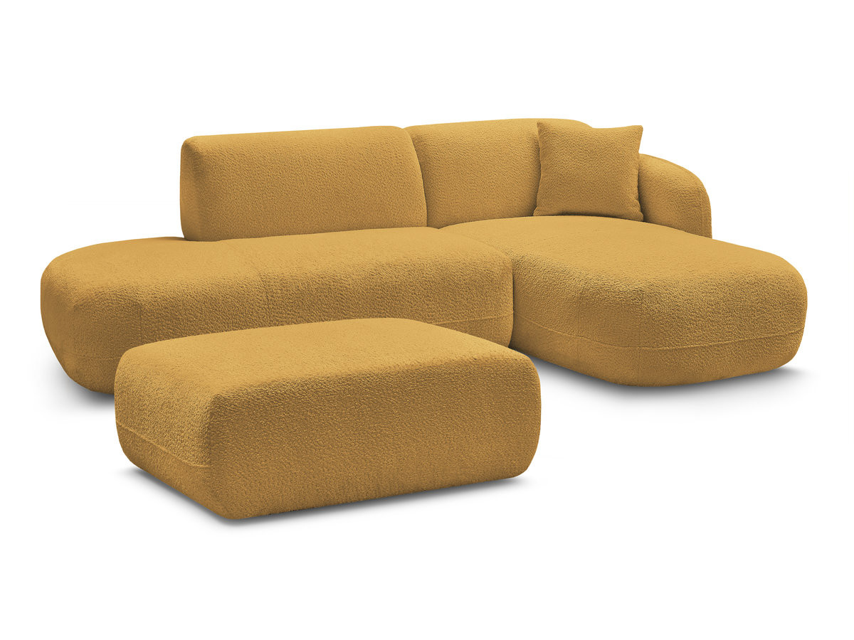 Canapé d'angle fixe modulable ANDA avec 1 méridienne, 1 chauffeuse bout de canapé et 1 pouf