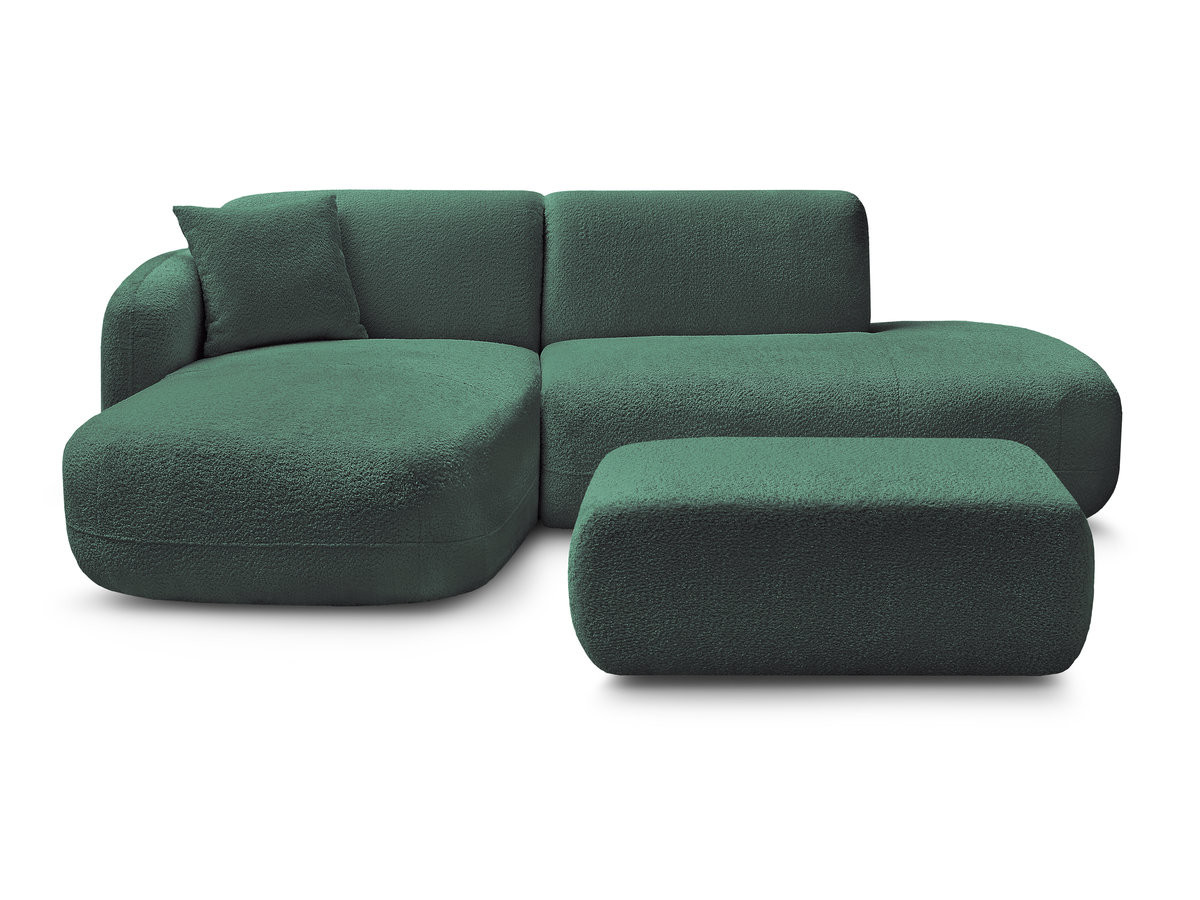 Canapé d'angle fixe modulable ANDA avec 1 méridienne, 1 chauffeuse bout de canapé et 1 pouf