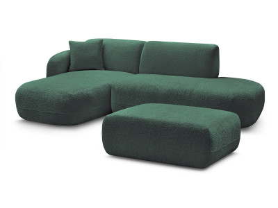 Canapé d'angle fixe modulable ANDA avec 1 méridienne, 1 chauffeuse bout de canapé et 1 pouf