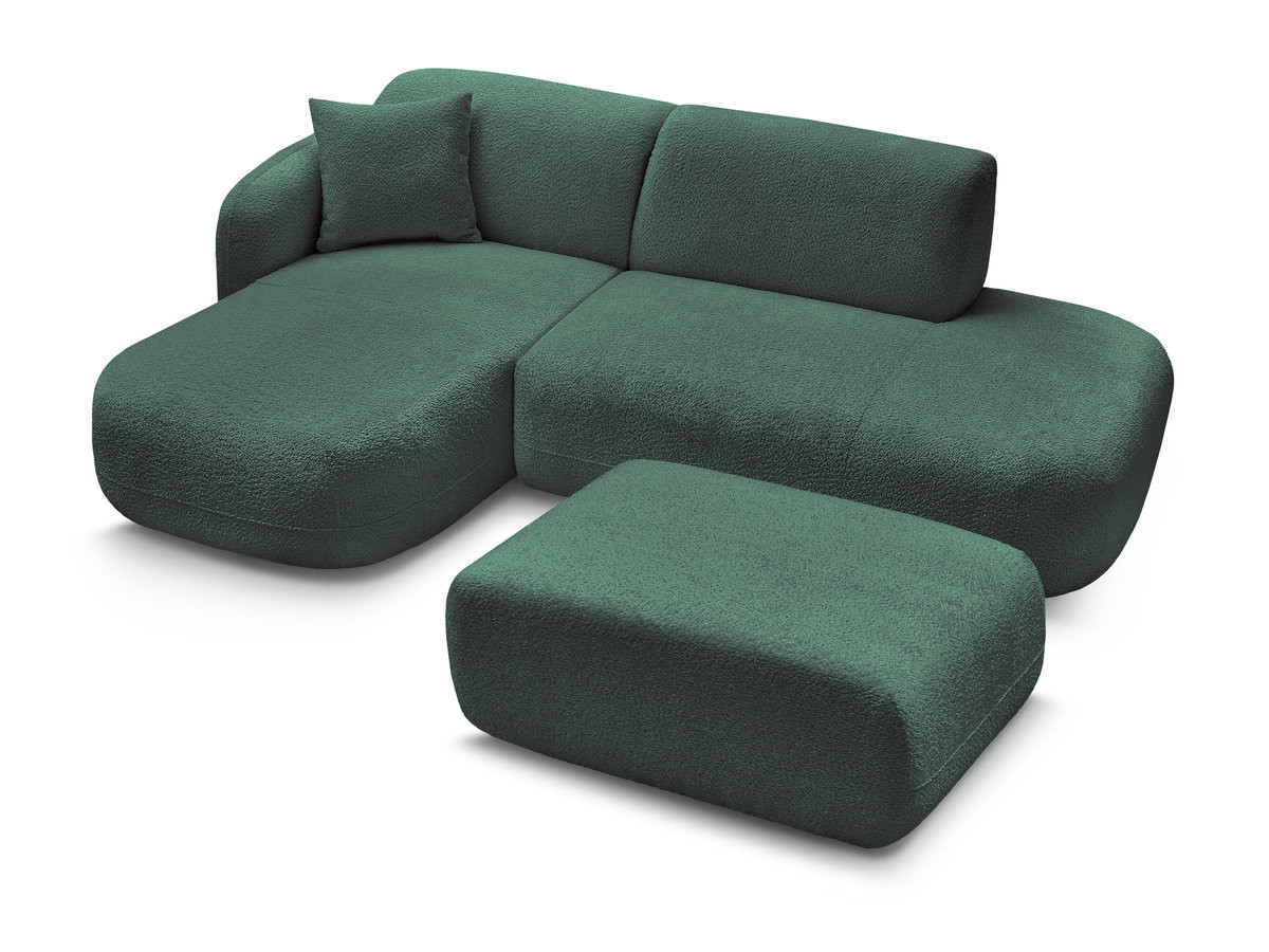 Canapé d'angle fixe modulable ANDA avec 1 méridienne, 1 chauffeuse bout de canapé et 1 pouf