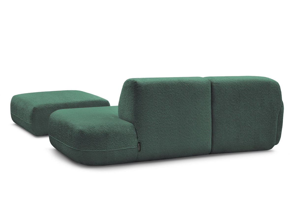 Canapé d'angle fixe modulable ANDA avec 1 méridienne, 1 chauffeuse bout de canapé et 1 pouf