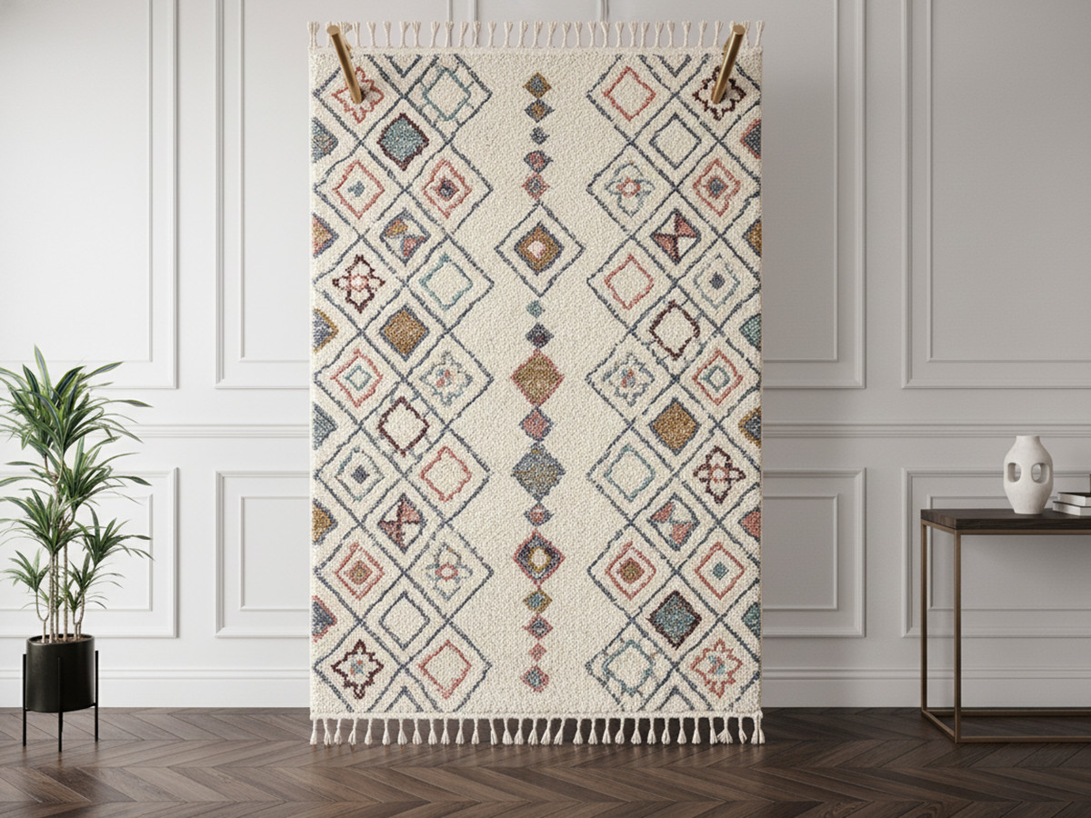 Tapis shaggy DELIA motif berbère