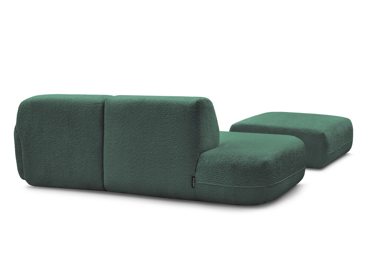 Canapé d'angle fixe modulable ANDA avec 1 méridienne, 1 chauffeuse bout de canapé et 1 pouf