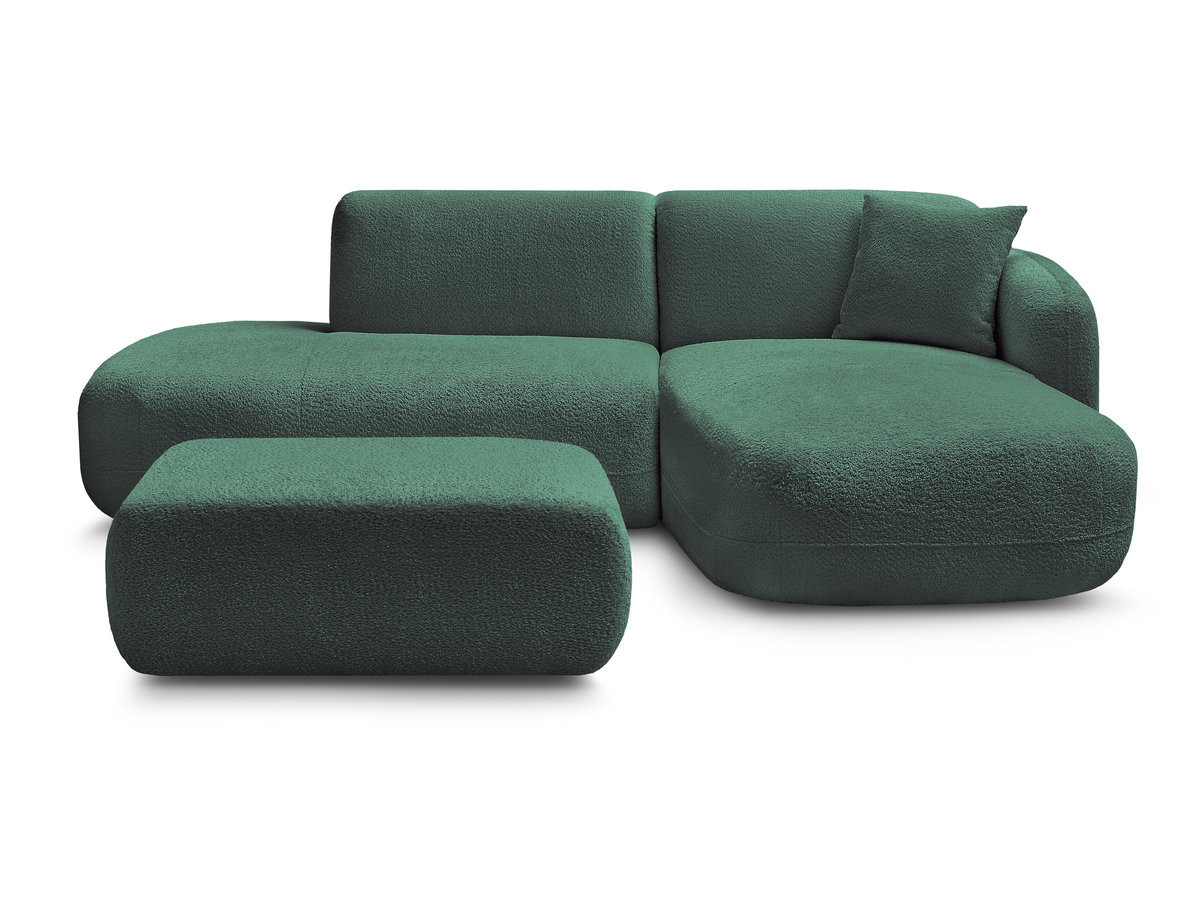 Canapé d'angle fixe modulable ANDA avec 1 méridienne, 1 chauffeuse bout de canapé et 1 pouf