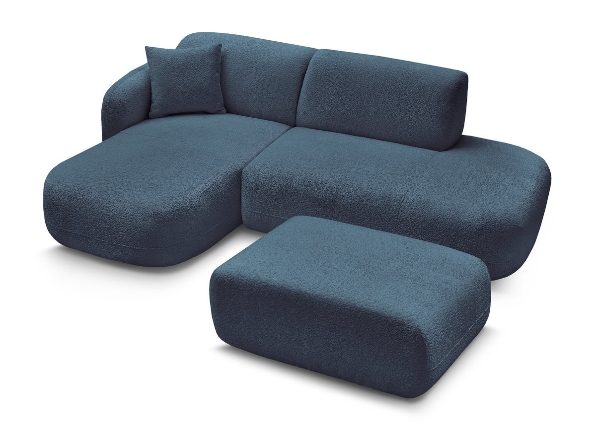 Canapé d'angle fixe modulable ANDA avec 1 méridienne, 1 chauffeuse bout de canapé et 1 pouf