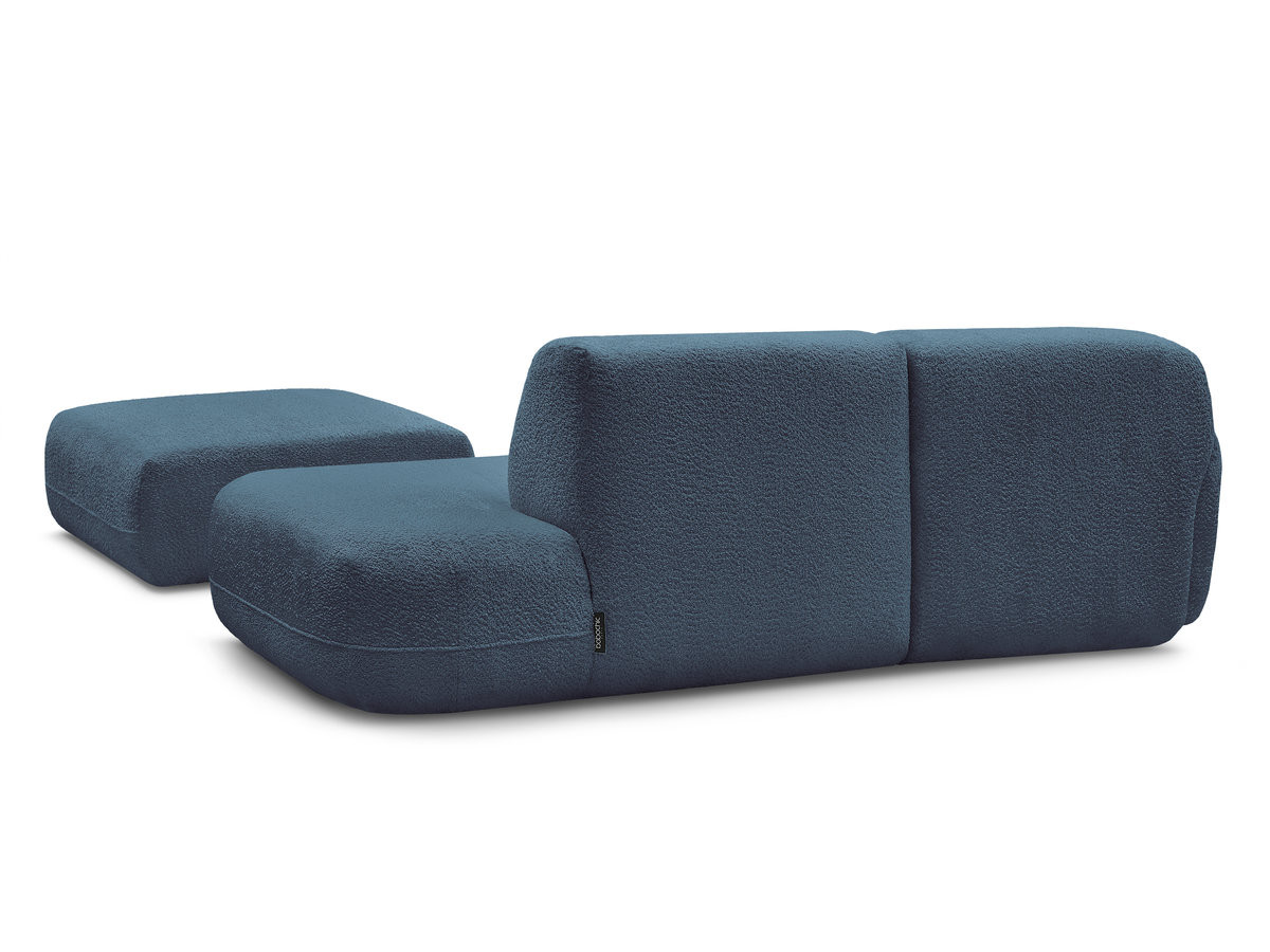 Canapé d'angle fixe modulable ANDA avec 1 méridienne, 1 chauffeuse bout de canapé et 1 pouf