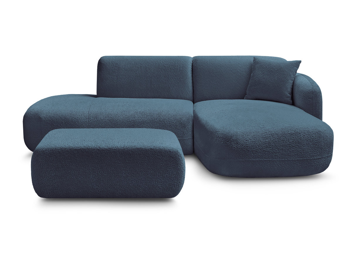 Canapé d'angle fixe modulable ANDA avec 1 méridienne, 1 chauffeuse bout de canapé et 1 pouf