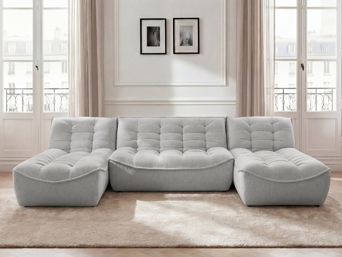 Canapé panoramique fixe modulable SERENA tissu chiné