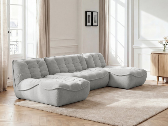 Canapé panoramique fixe modulable SERENA tissu chiné