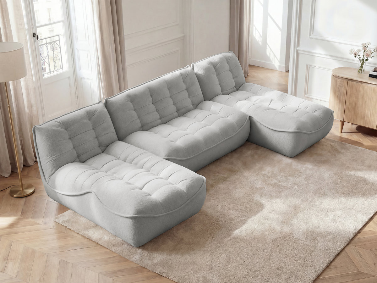 Canapé panoramique modulable SERENA chiné gris clair — vue 5