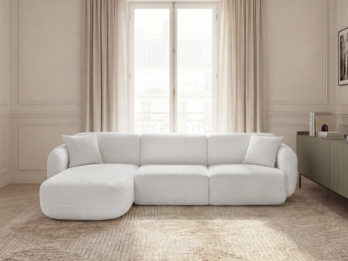 Canapé d'angle fixe modulable ANDA tissu chenille