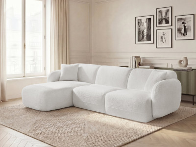 Canapé d'angle fixe modulable ANDA tissu chenille