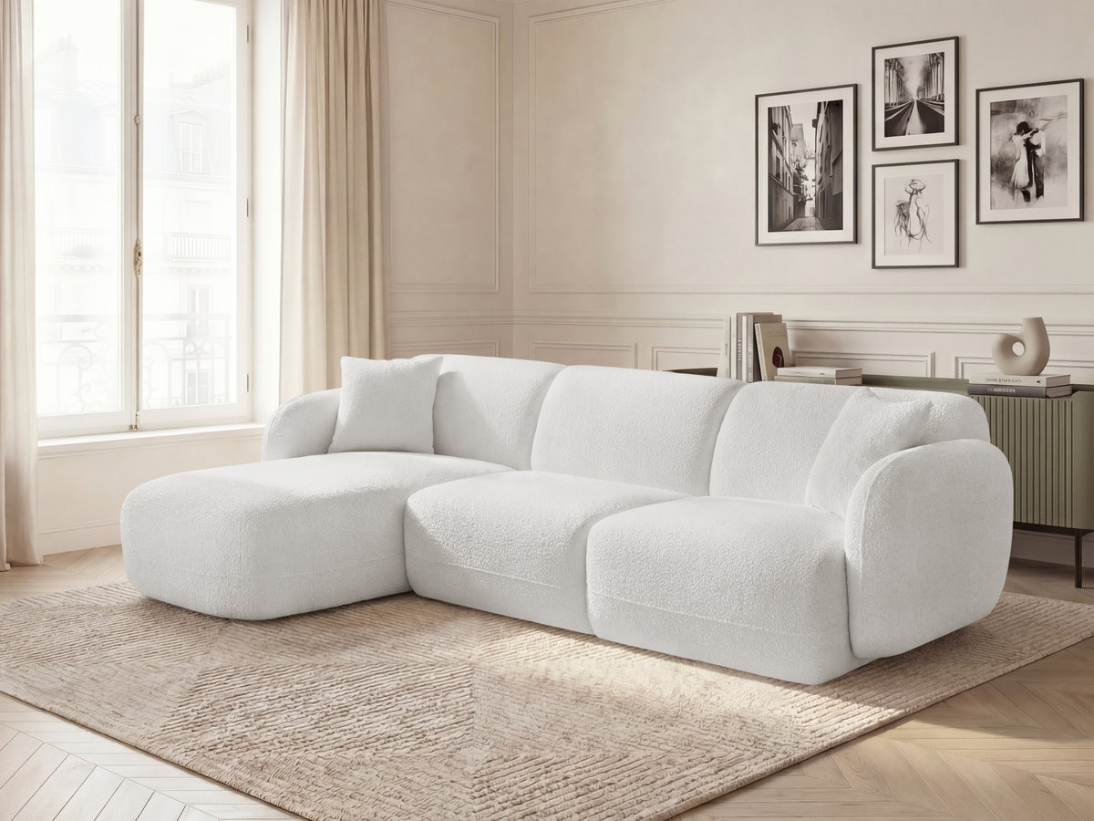 Canapé d'angle modulable ANDA chenille blanc