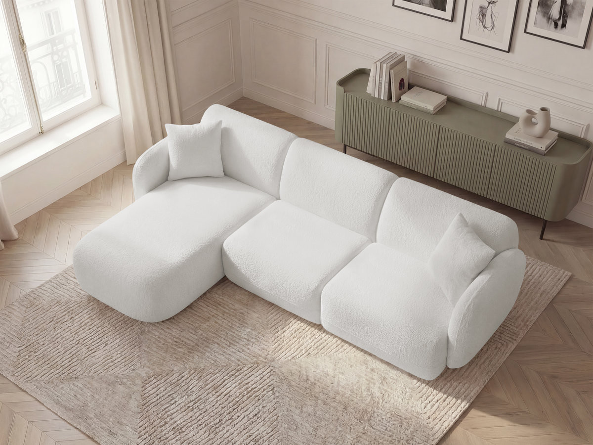Canapé d'angle modulable ANDA chenille blanc — vue 5