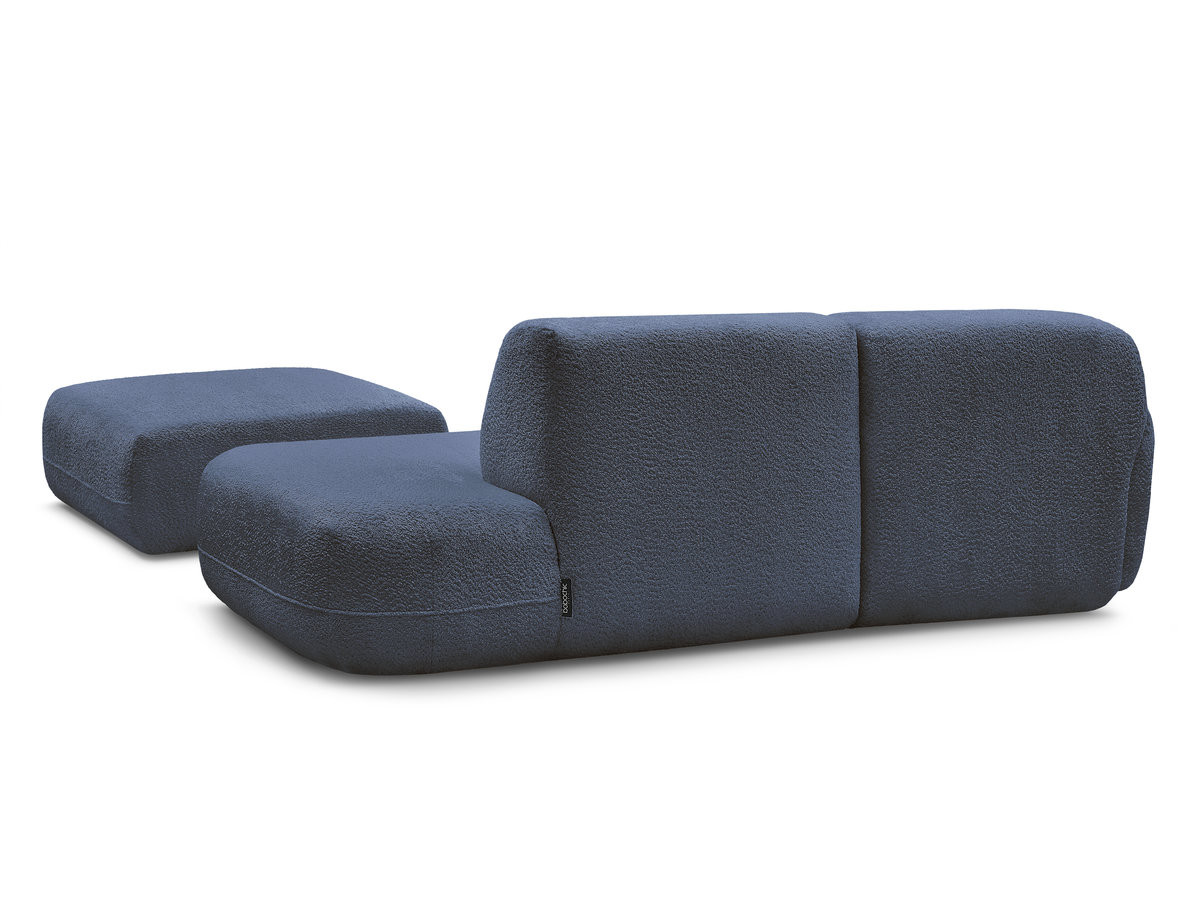 Canapé d'angle fixe modulable ANDA avec 1 méridienne, 1 chauffeuse bout de canapé et 1 pouf