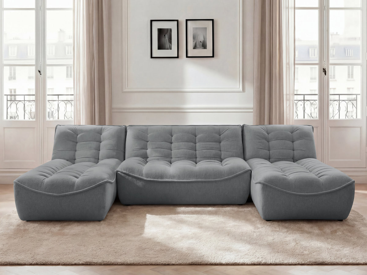 Canapé panoramique fixe modulable SERENA tissu chiné