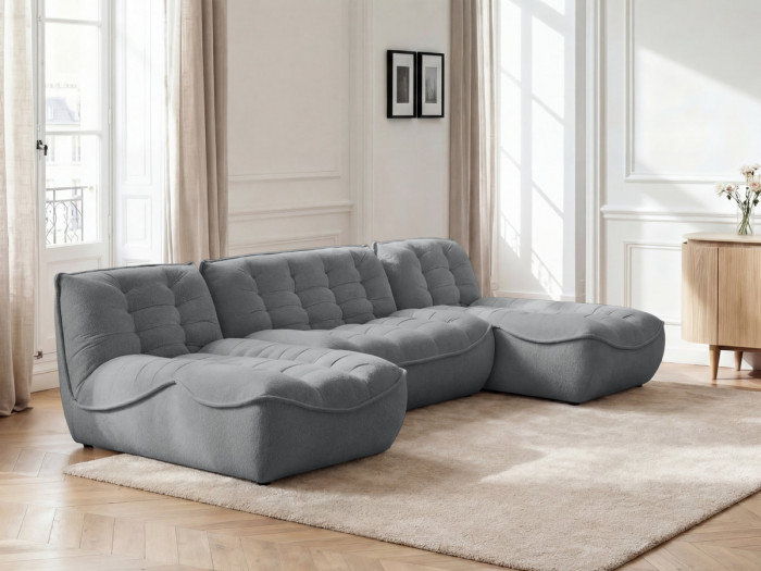 Canapé panoramique fixe modulable SERENA tissu chiné