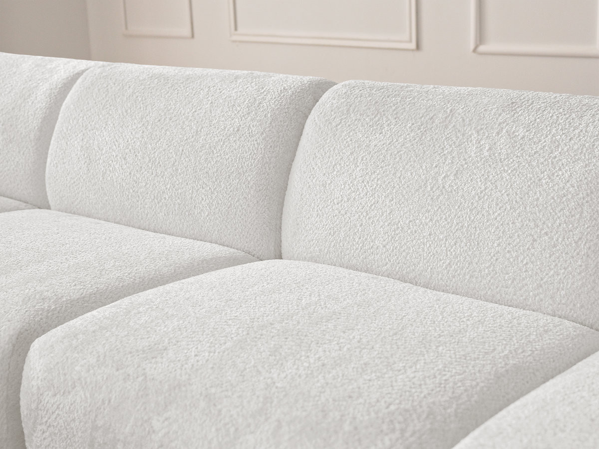 Canapé d'angle fixe modulable ANDA tissu chenille