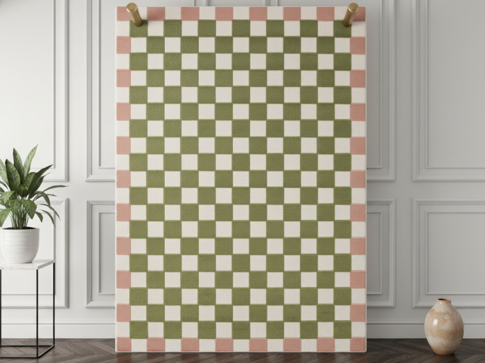 Tapis poils ras MYRLIE motif damier