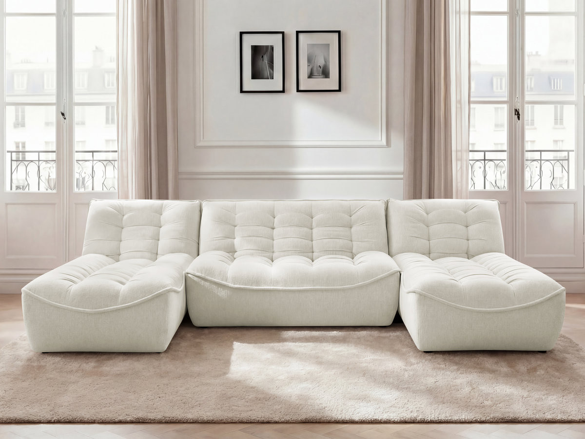 Canapé panoramique fixe modulable SERENA tissu chiné