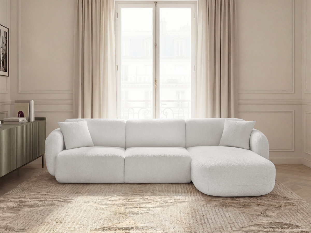 Canapé d'angle fixe modulable ANDA tissu chenille