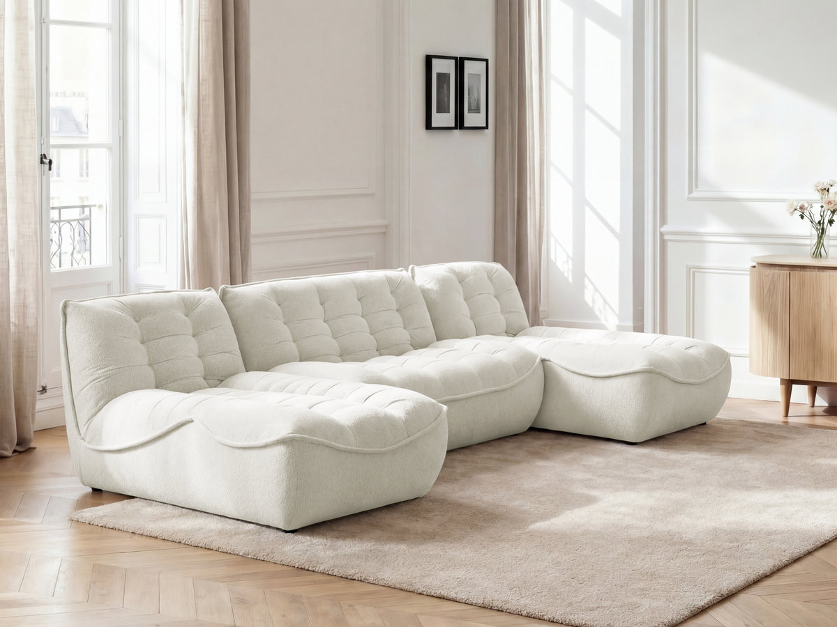 Canapé panoramique fixe modulable SERENA tissu chiné