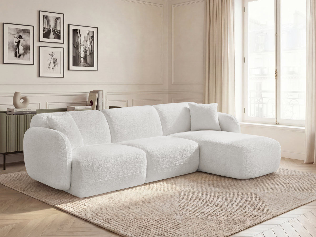 Canapé d'angle fixe modulable ANDA tissu chenille