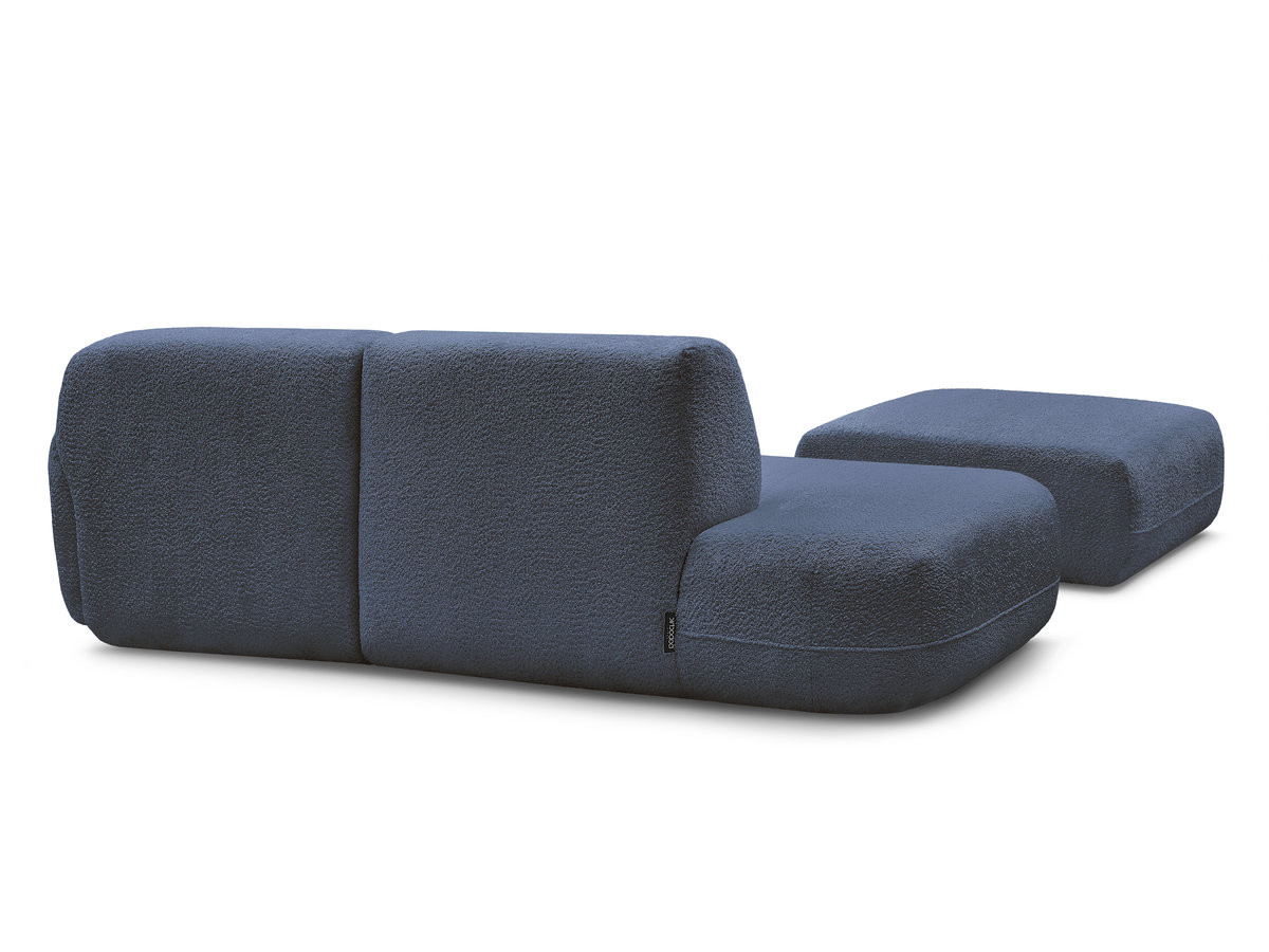 Canapé d'angle fixe modulable ANDA avec 1 méridienne, 1 chauffeuse bout de canapé et 1 pouf