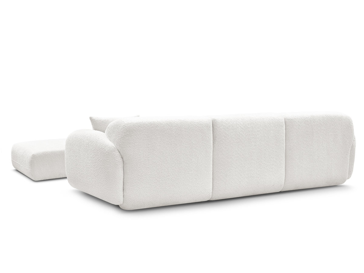 Canapé d'angle fixe modulable ANDA tissu chenille avec pouf