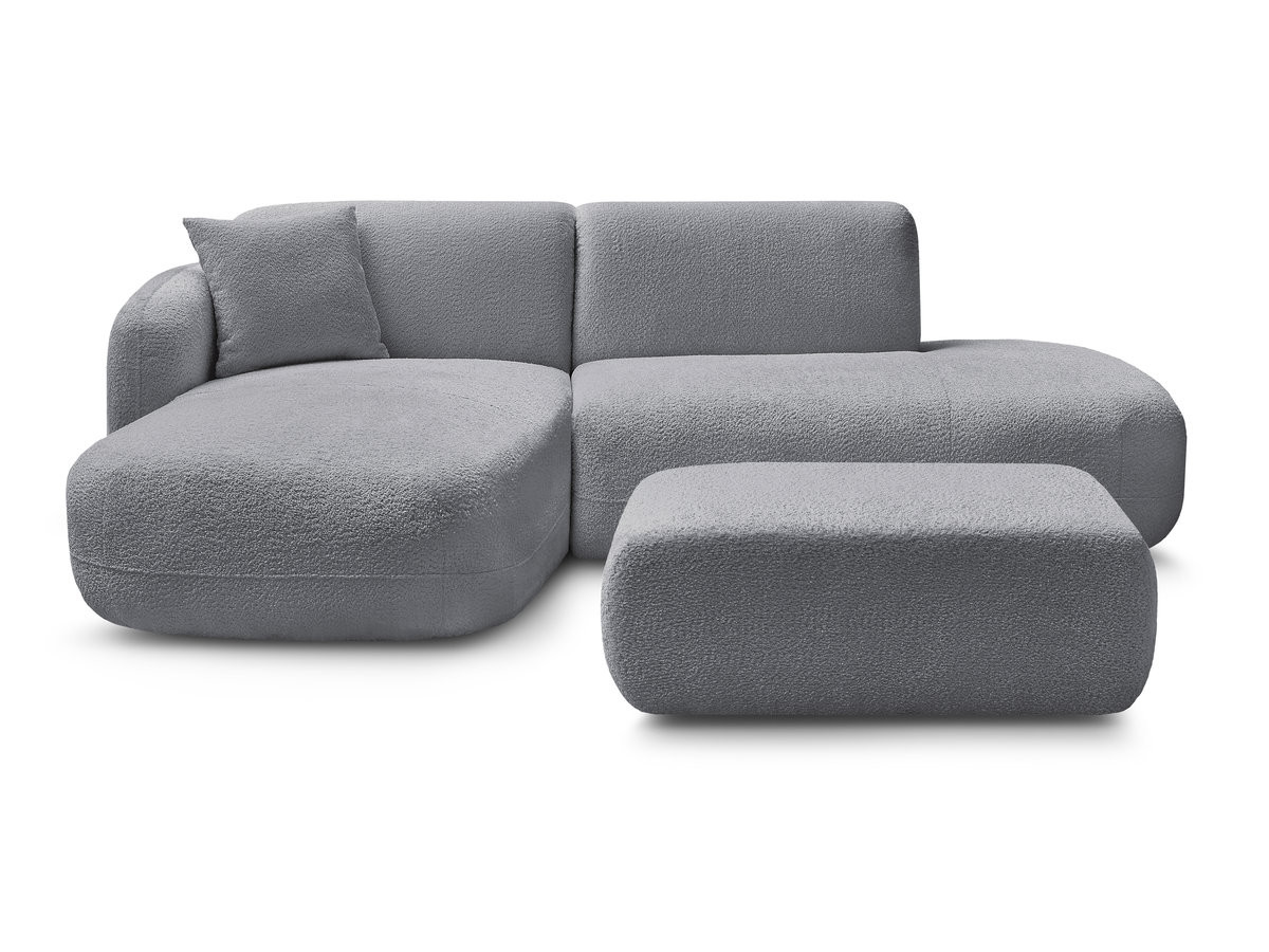 Canapé d'angle fixe modulable ANDA avec 1 méridienne, 1 chauffeuse bout de canapé et 1 pouf