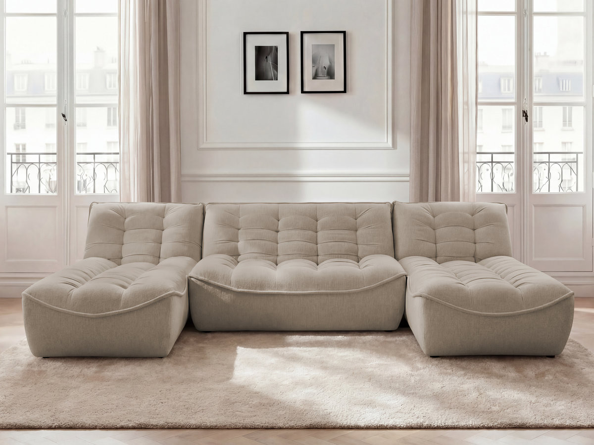 Canapé panoramique modulable SERENA chiné taupe — vue 4