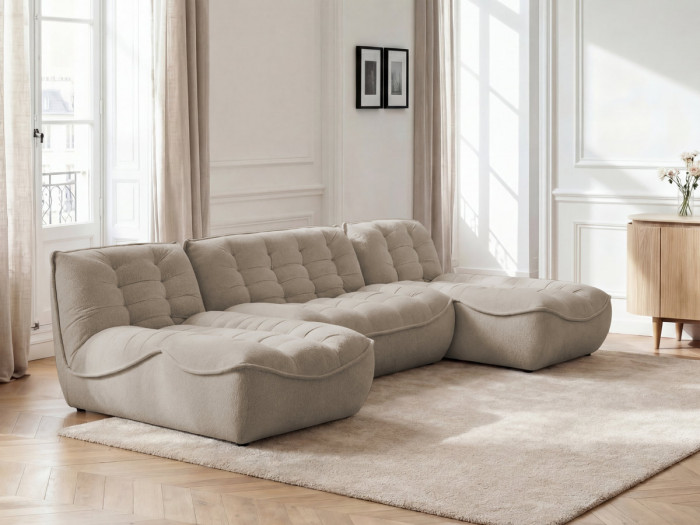 Canapé panoramique fixe modulable SERENA tissu chiné