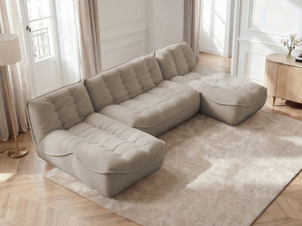 Canapé panoramique modulable SERENA chiné taupe — vue 5