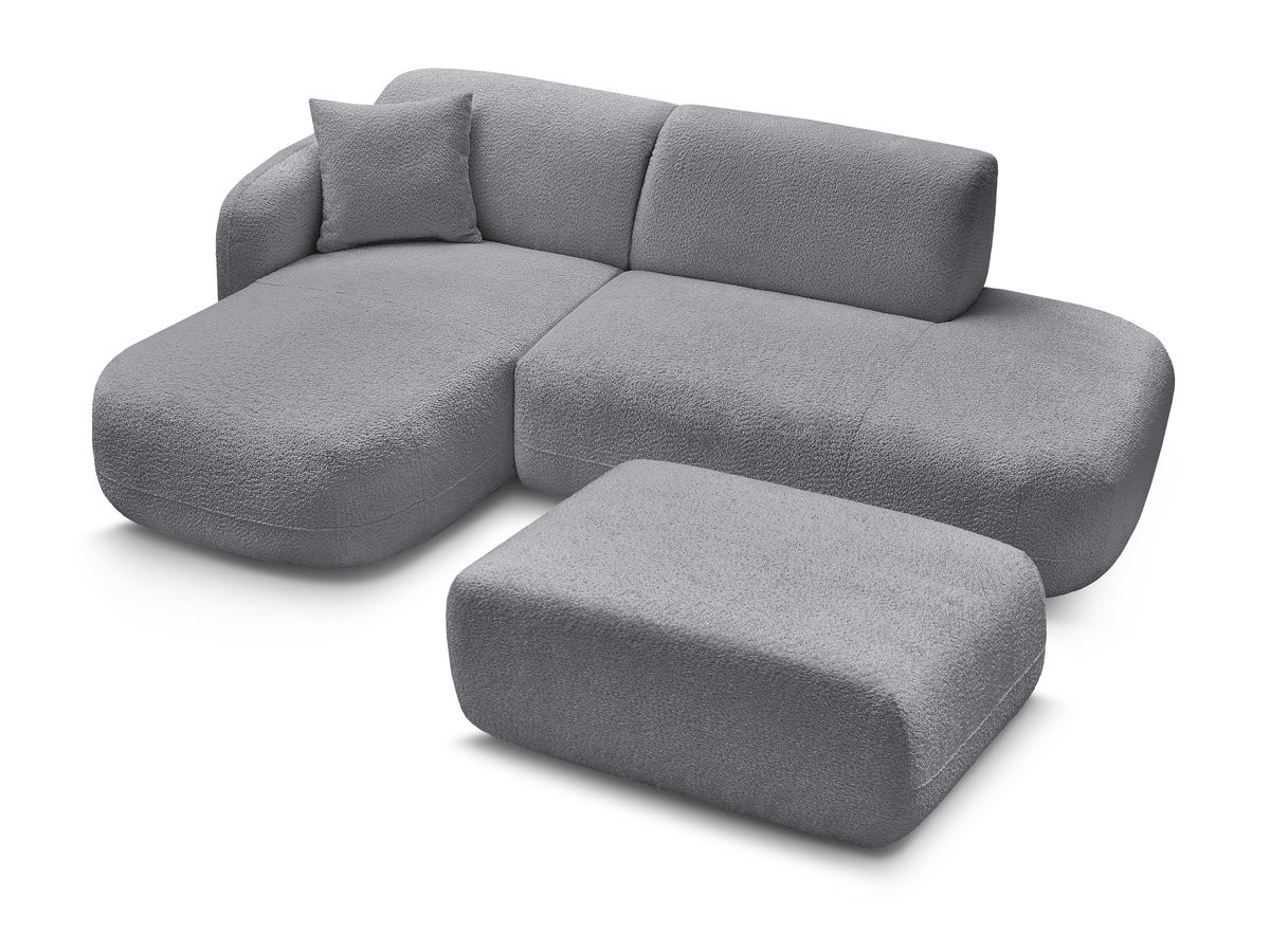 Canapé d'angle fixe modulable ANDA avec 1 méridienne, 1 chauffeuse bout de canapé et 1 pouf