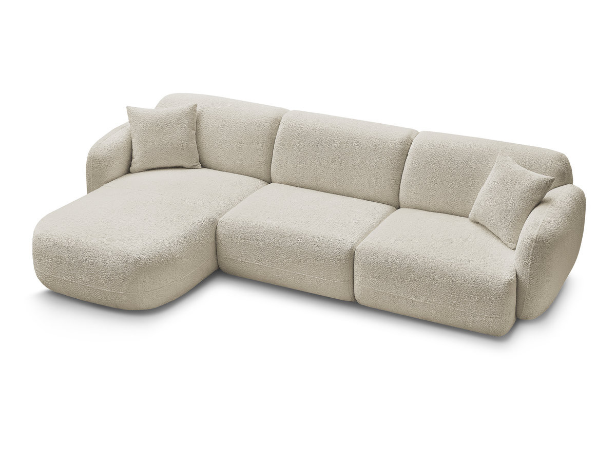 Canapé d'angle fixe modulable ANDA tissu chenille