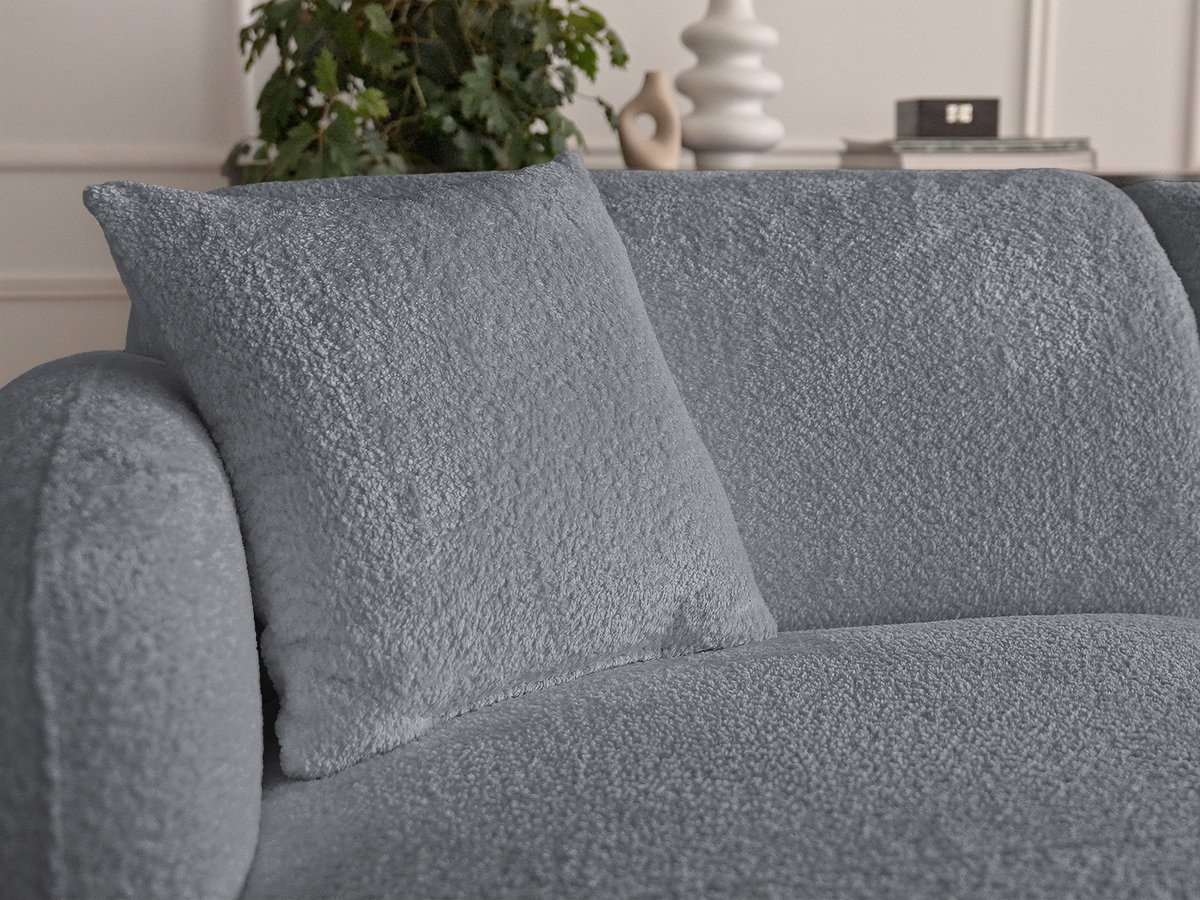 Canapé d'angle fixe modulable ANDA avec 1 méridienne, 1 chauffeuse bout de canapé et 1 pouf