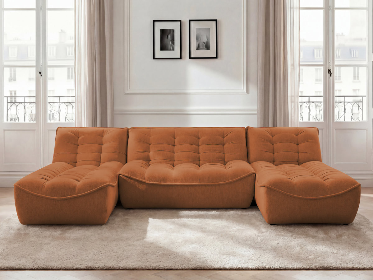 Canapé panoramique modulable SERENA chiné orange — vue 4