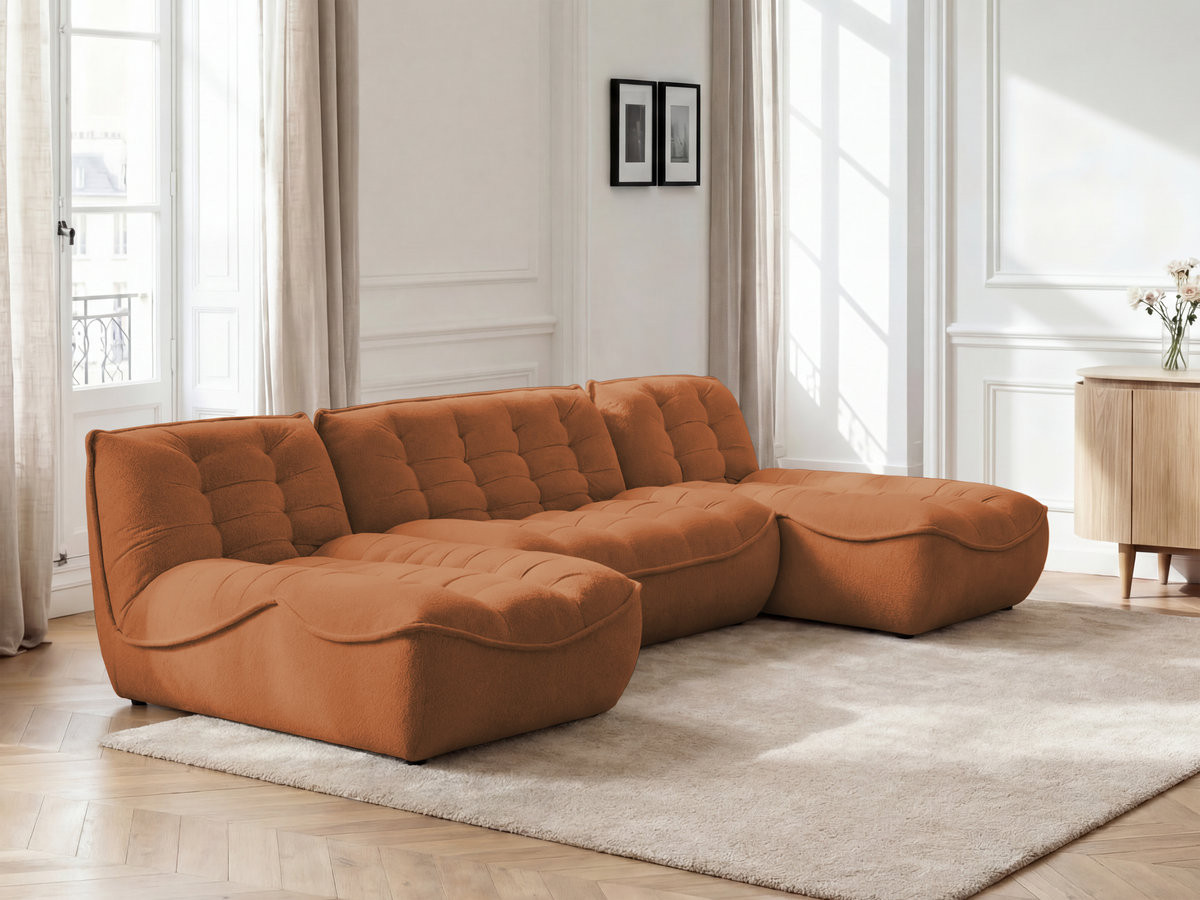 Canapé panoramique modulable SERENA chiné orange