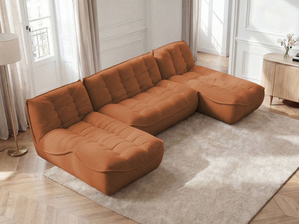 Canapé panoramique modulable SERENA chiné orange — vue 5