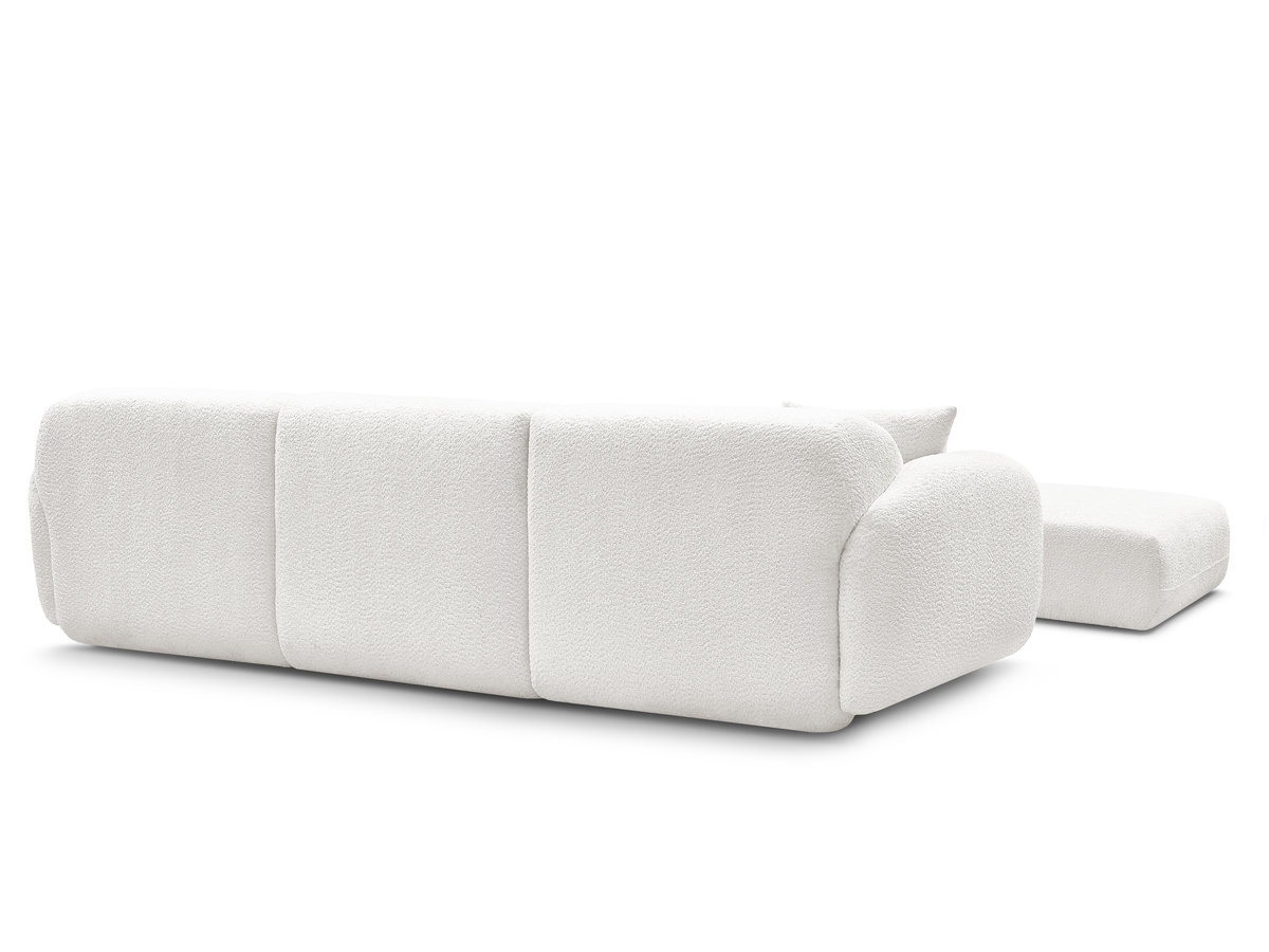 Canapé d'angle fixe modulable ANDA tissu chenille avec pouf