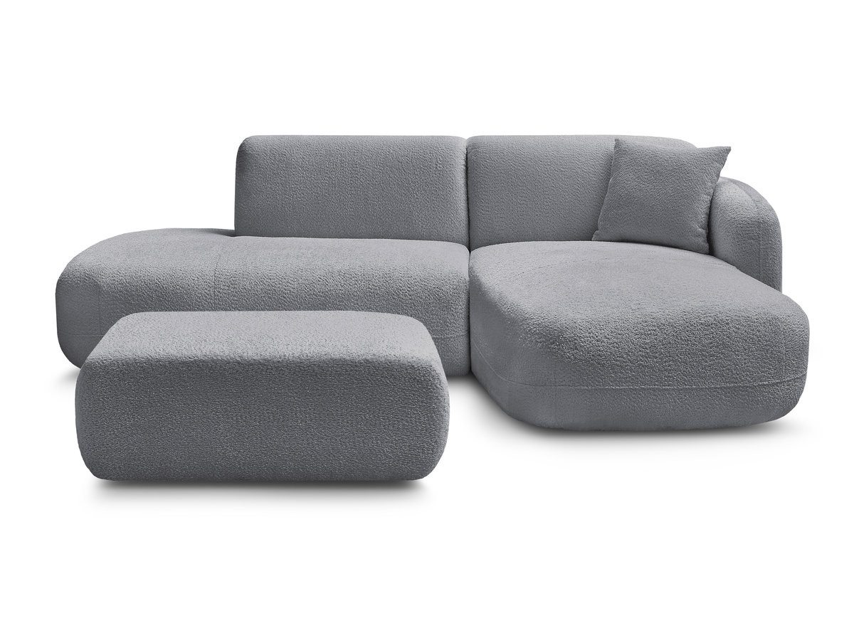 Canapé d'angle fixe modulable ANDA avec 1 méridienne, 1 chauffeuse bout de canapé et 1 pouf