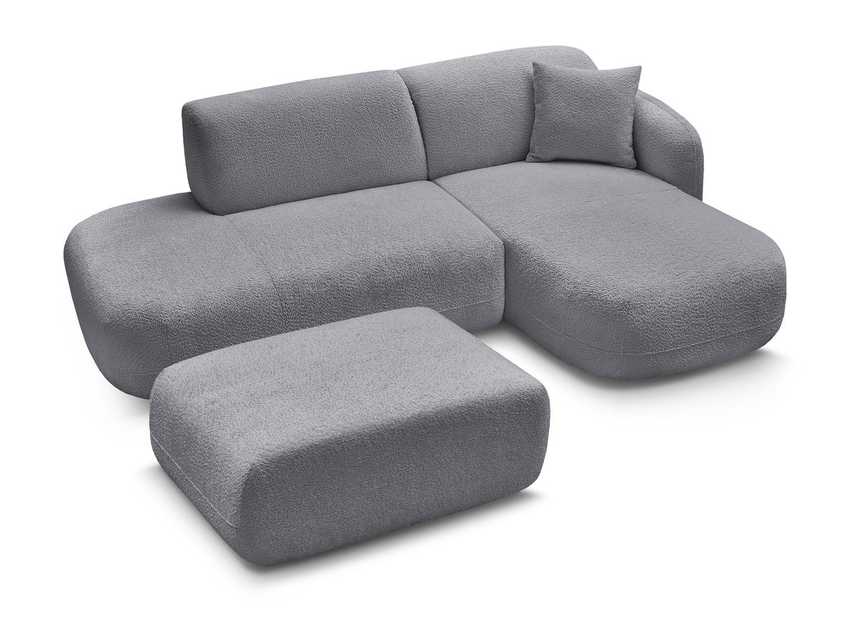 Canapé d'angle fixe modulable ANDA avec 1 méridienne, 1 chauffeuse bout de canapé et 1 pouf