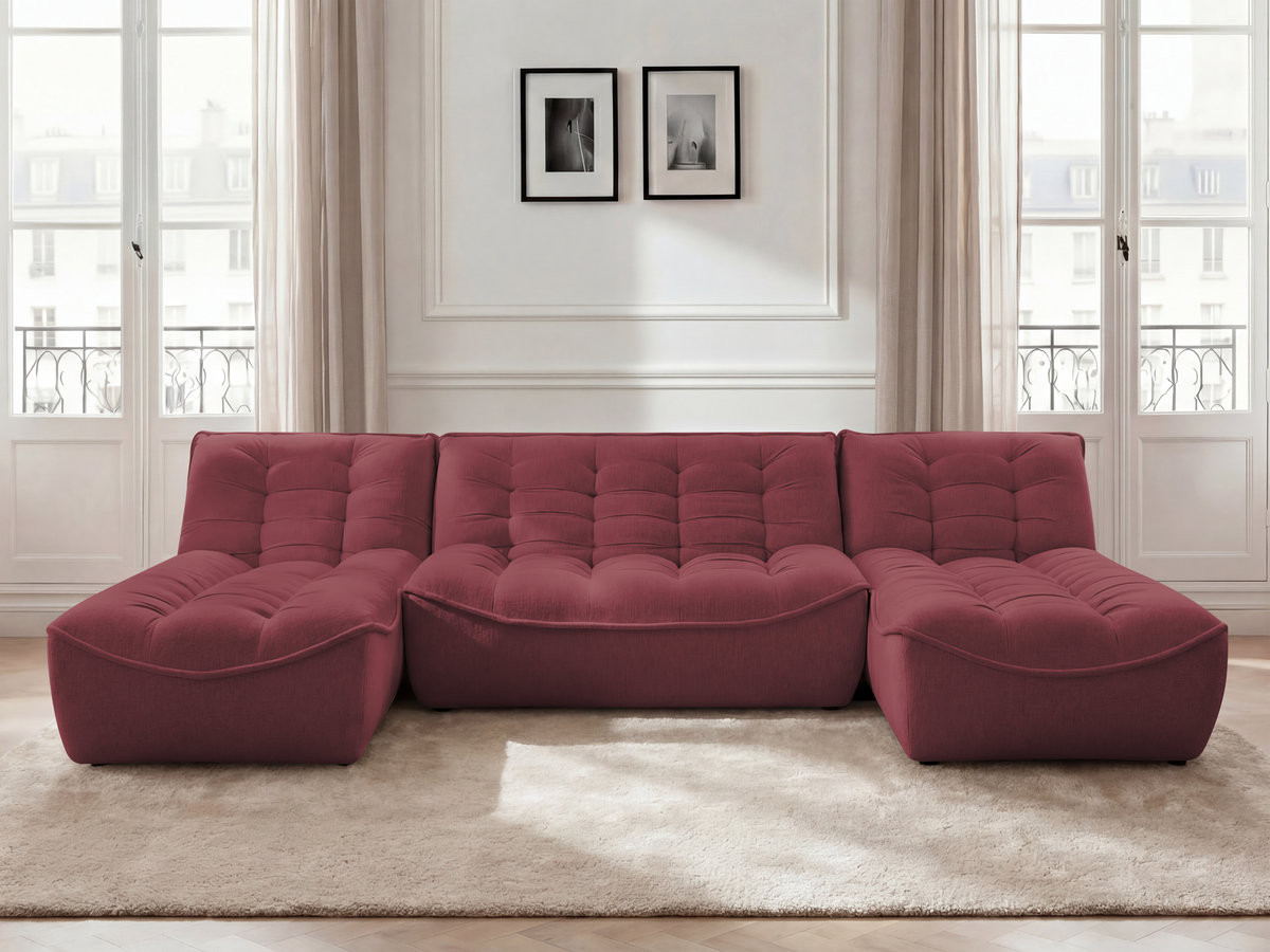 Canapé panoramique modulable SERENA chiné rouge — vue 4