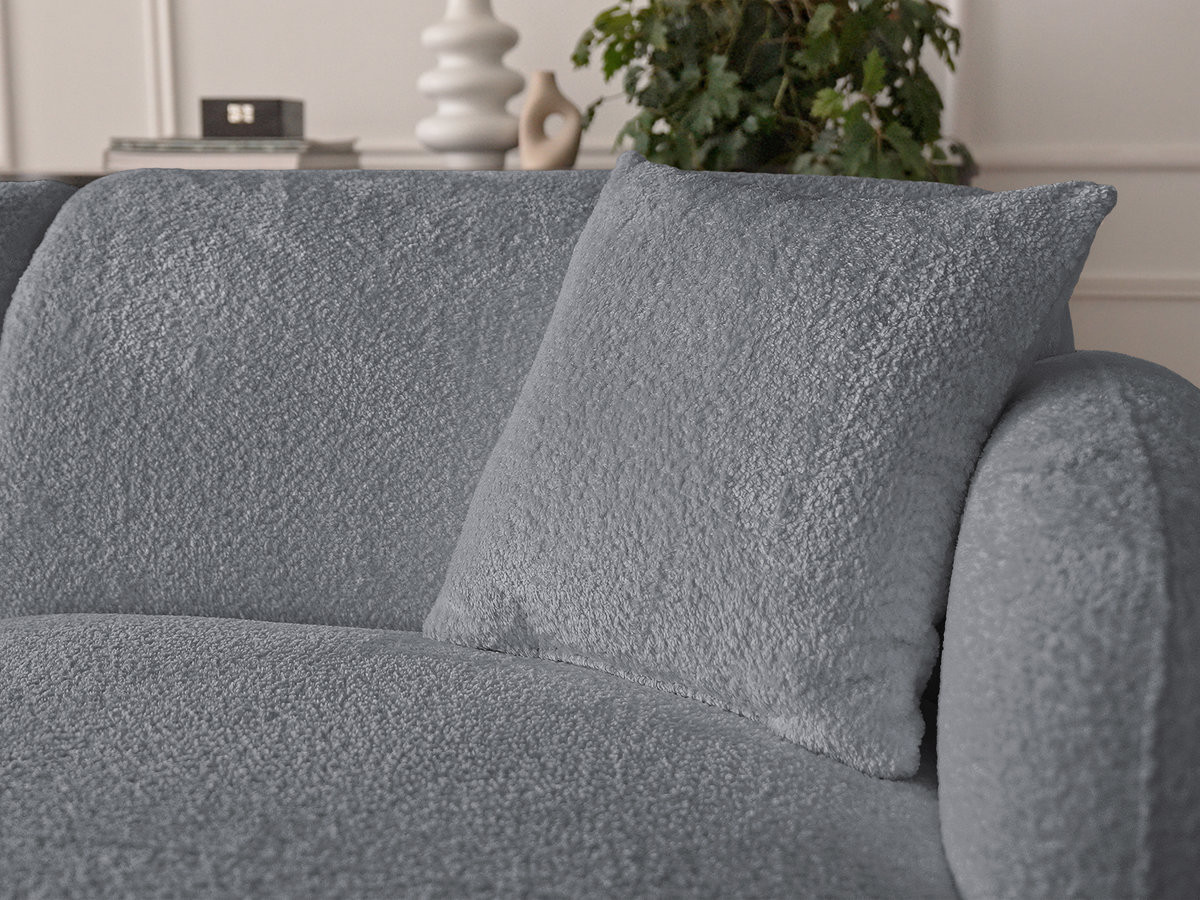 Canapé d'angle fixe modulable ANDA avec 1 méridienne, 1 chauffeuse bout de canapé et 1 pouf