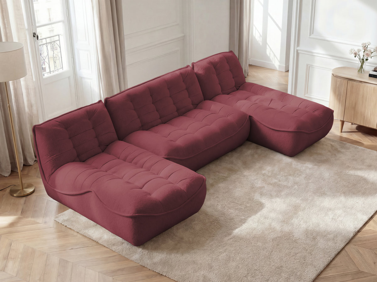 Canapé panoramique modulable SERENA chiné rouge — vue 5