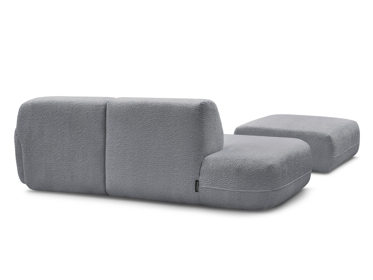 Canapé d'angle fixe modulable ANDA avec 1 méridienne, 1 chauffeuse bout de canapé et 1 pouf